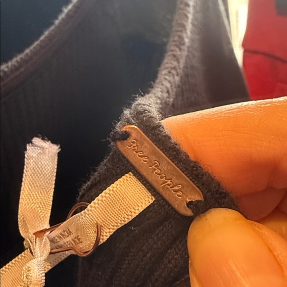 Free People Earth Angel Black rib knit swiss dot lace  Maxi Dress size L - Picture 14 of 17